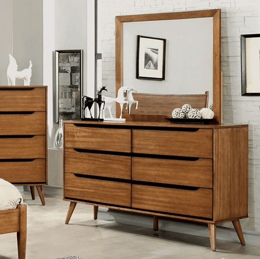 Lennart Oak Finish Mid-Century Modern Dresser