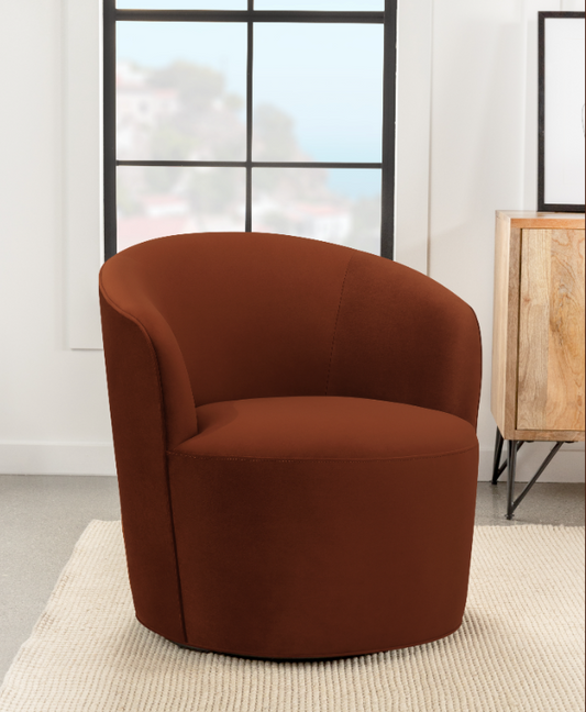 Joyce Sloped Arms Swivel Chair Burnt Orange