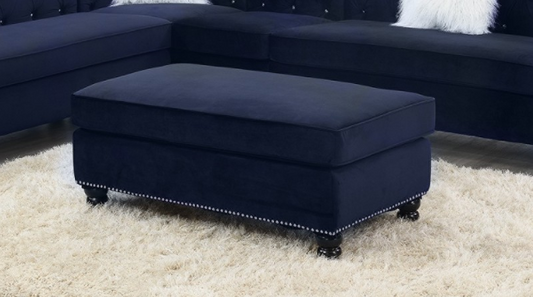 Celia XL-Rectangular Cocktail Ottoman with Turned Feet