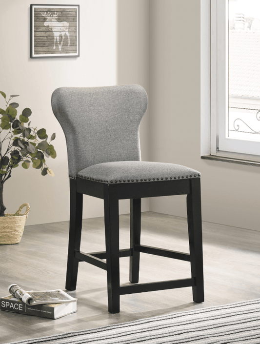 Ralland Upholstered Solid Back Counter Height Stools With Nailhead Trim Set Of 2 Grey And Black