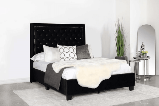 Hailey Collection Button Tufted King Platform Bed