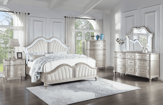 Quinn Queen Size Upholstered Glam Bedroom Set