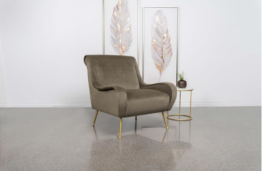 Ricci Upholstered Saddle Arms Accent Chair Truffle and Gold