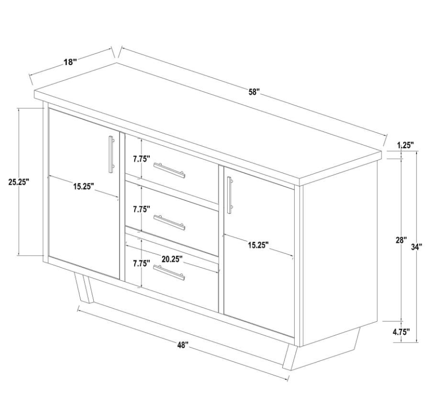 Sherry 3-drawer Marble Top Dining Sideboard Server White and Rustic Espresso