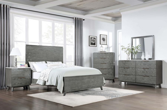 Nathan Mid-Century Modern Bedroom Set, Gray