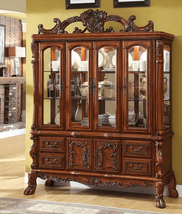 Medieve Traditional Hutch & Buffet - Antique Oak