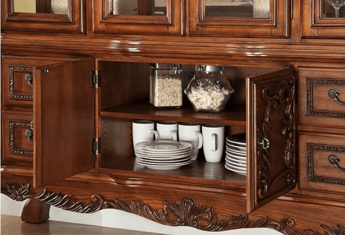 Medieve Traditional Hutch & Buffet - Antique Oak