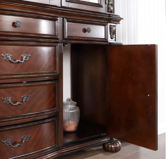 Nouvelle Traditional Hutch & Buffet - Brown Cherry