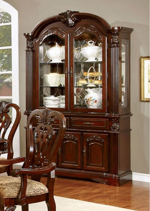 Elana Traditional Hutch & Buffet in Brown Cherry