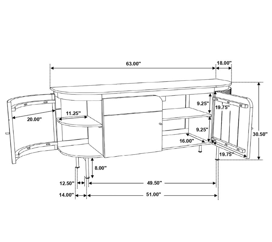 Ortega 4-door Marble Top Dining Sideboard Server White and Natural