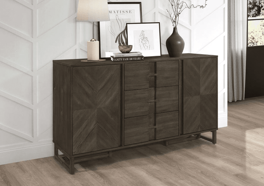 Kelly 3-Drawer Storage Dining Sideboard Server Dark Grey