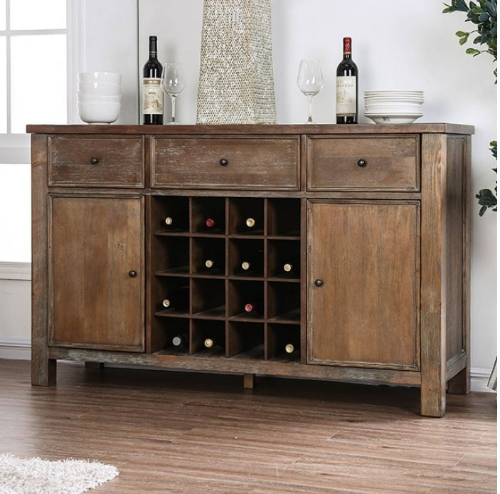 Sania Rustic Dining Server with Wine Storage - Espresso