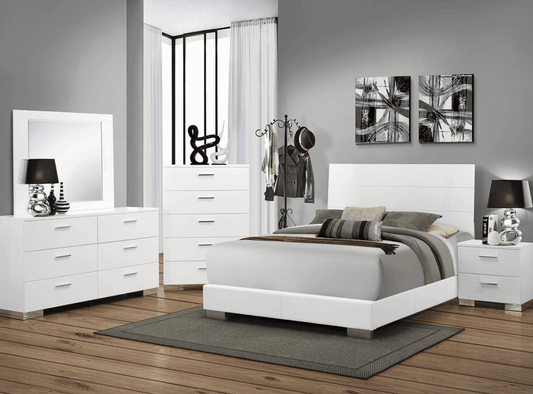 Roxbury Modern Queen Bedroom Set in Glossy White