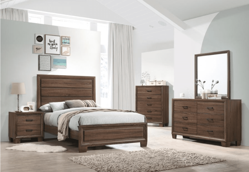 Ingrid Transitional Full Size Bed - Medium Brown