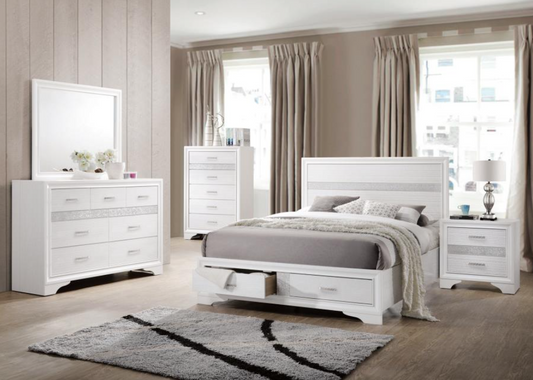 Seiad Queen Platform Storage Bedroom Set - White