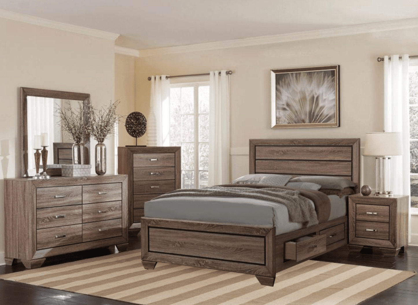 Holt King Platform Storage Bedroom Set - Washed Taupe