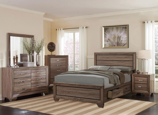 Holt Queen Platform Storage Bedroom Set - Washed Taupe