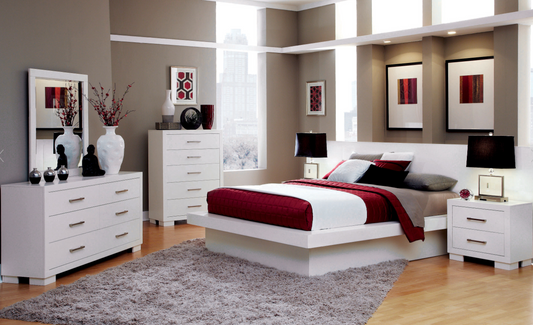 Jessica Modern Minimalist Queen Platform Bedroom Set - White