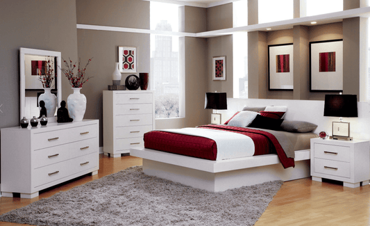 Jessica Modern Minimalist King Platform Bedroom Set - White