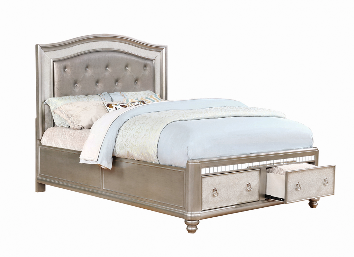 Daliah Glam Style Queen Bedroom Set - Silver & Mirror