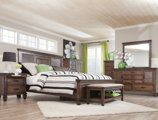 Franco Solid Wood King Bedroom Set - Burnished Oak