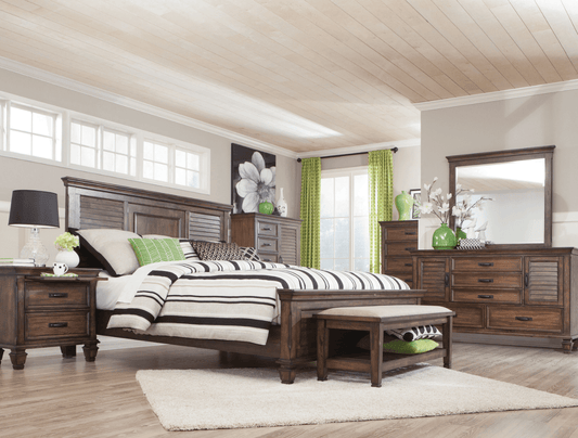 Franco Solid Wood Queen Bedroom Set - Burnished Oak