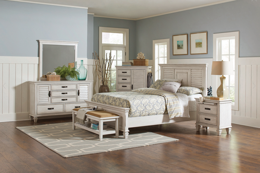 Franco Solid Wood Queen Bedroom Set - Antique White