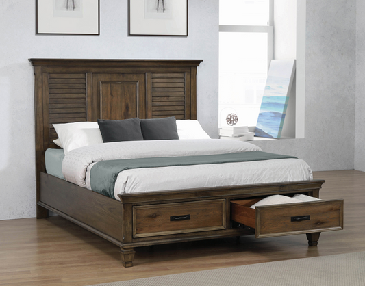 Franco Solid Wood Queen Storage Bedroom Set - Burnished Oak