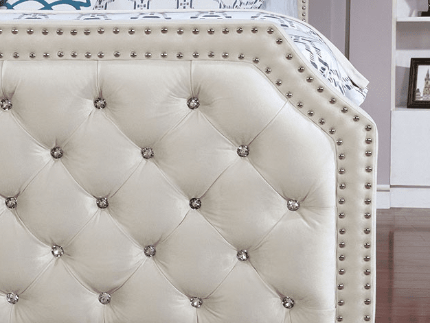 Claudine Crystal Button Tufted Upholstered King Bed