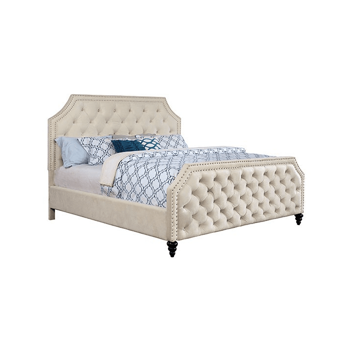 Claudine Crystal Button Tufted Upholstered King Bed