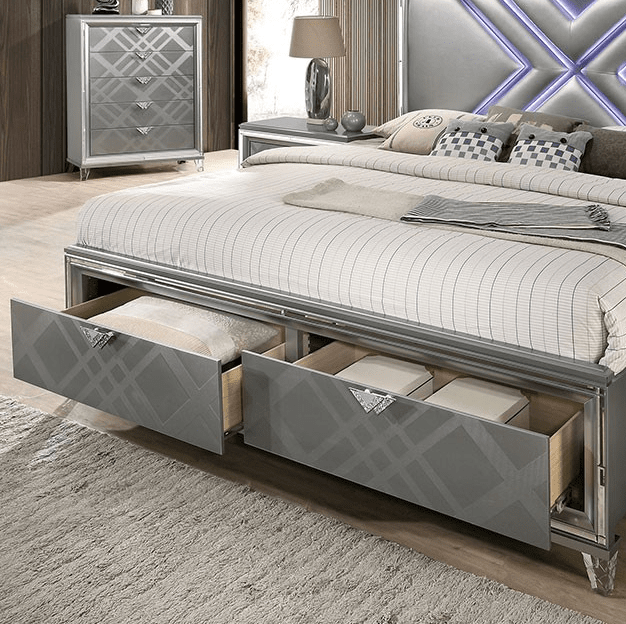 Emmeline Art Deco Style Queen Storage Bedroom Set