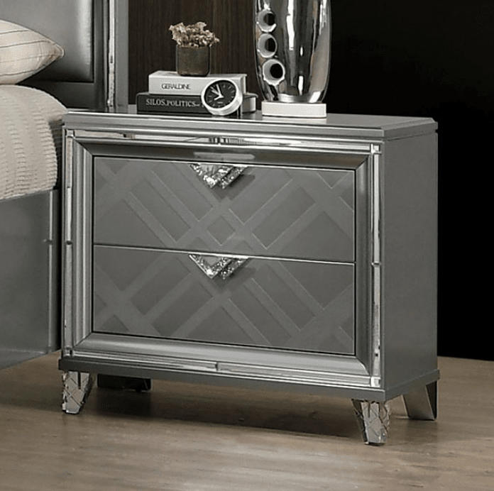 Emmeline 2-Drawer Glam Nightstand with Acrylic Feet