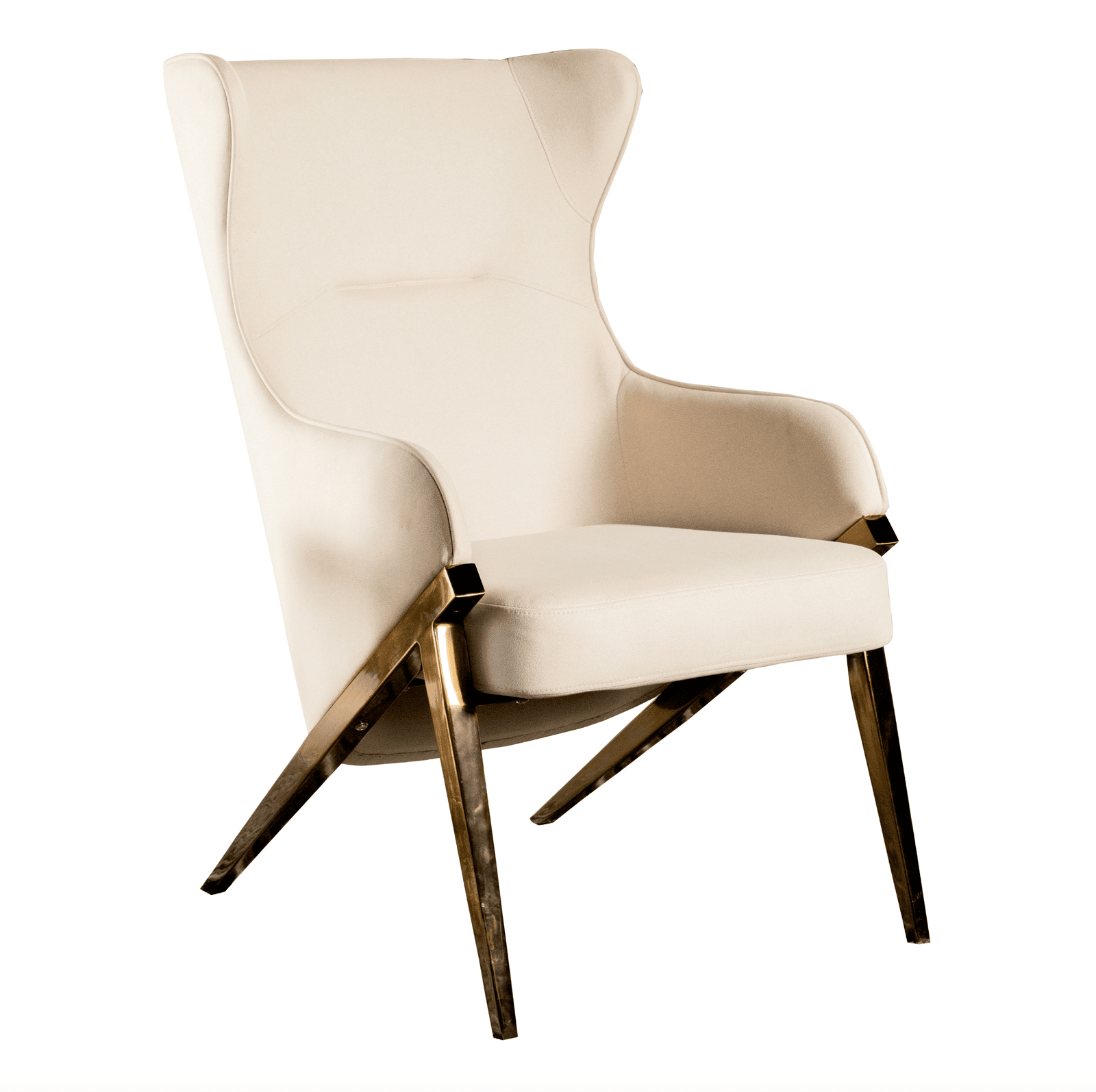 Transitional Style Accent Chair in Cream & Bronze