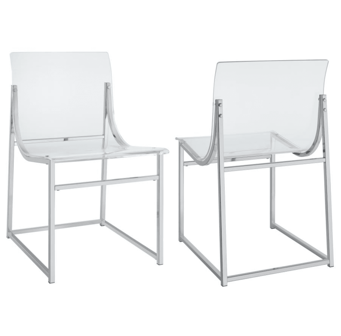 Aldon Acrylic Dining Side Chair Clear and Chrome Set of 2