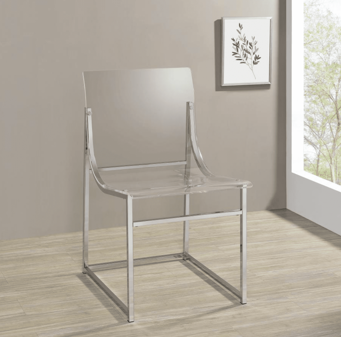 Aldon Acrylic Dining Side Chair Clear and Chrome Set of 2