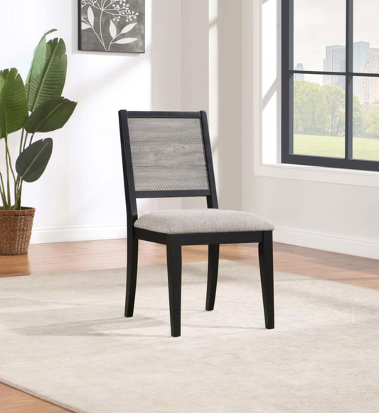 Elodie Upholstered Padded Seat Dining Side Chair Dove Grey and Black Set of 2