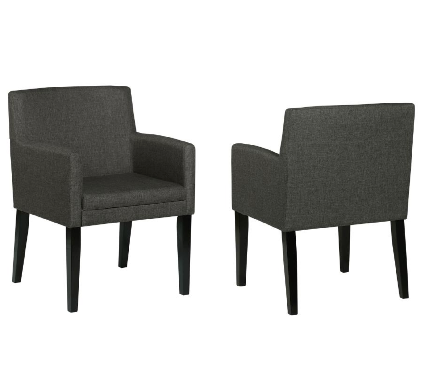 Catherine Upholstered Dining Arm Chair Charcoal Grey and Black Set of 2