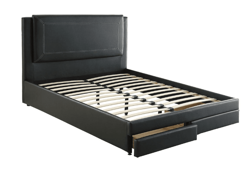 Modern Full Size Black PU Leather Platform Storage Bed