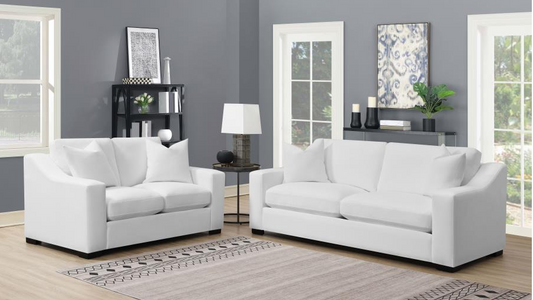 Ashlyn 2-Piece Upholstered Sloped Arms Living Room Set White