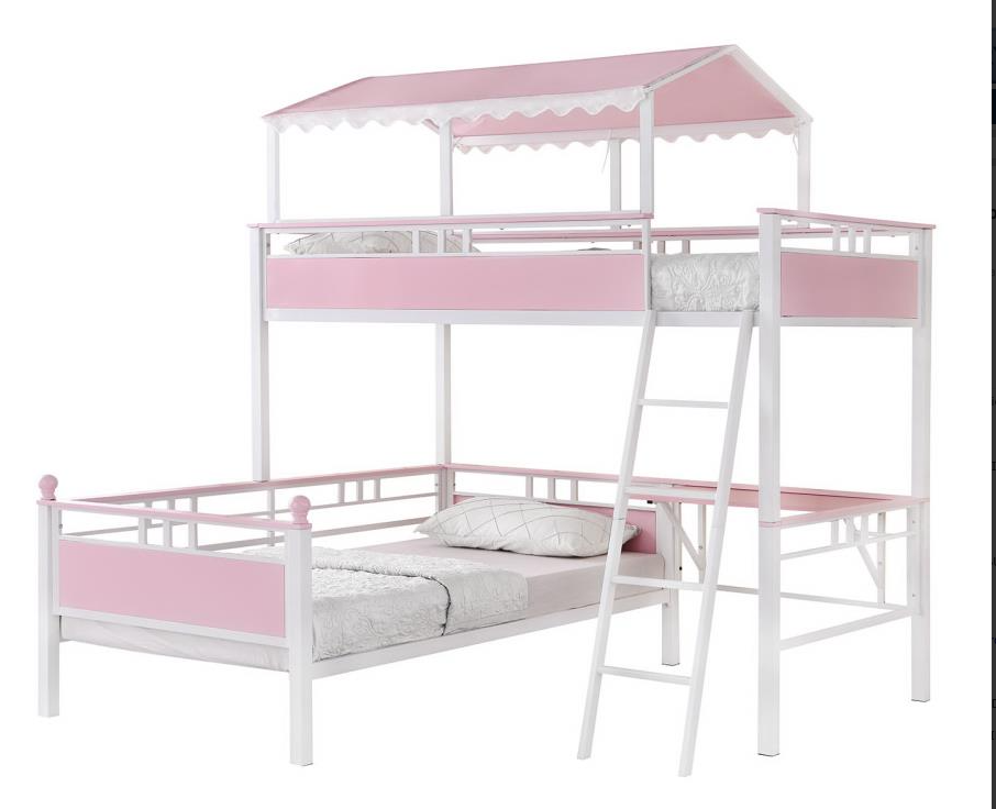 Alexia Twin Over Twin Workstation Bunk Bed Pink And White