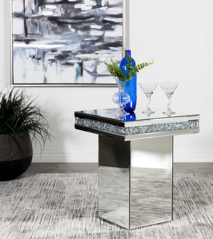 Elora Pedestal Square Top Accent Table Mirror