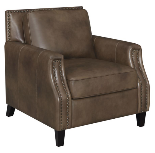 Leaton Upholstered Recessed Arm Chair Brown Sugar