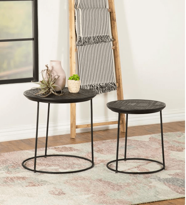 Loannis 2-piece Round Nesting Table Matte Black