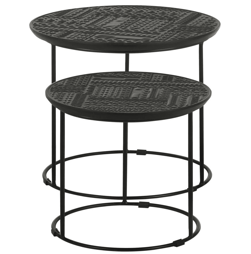 Loannis 2-piece Round Nesting Table Matte Black