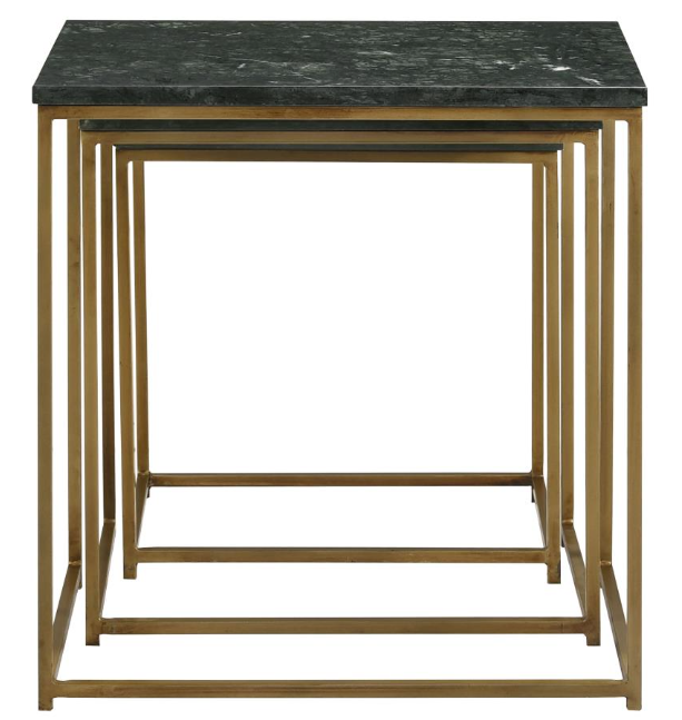 Caine 3-piece Nesting Table with Marble Top - Green