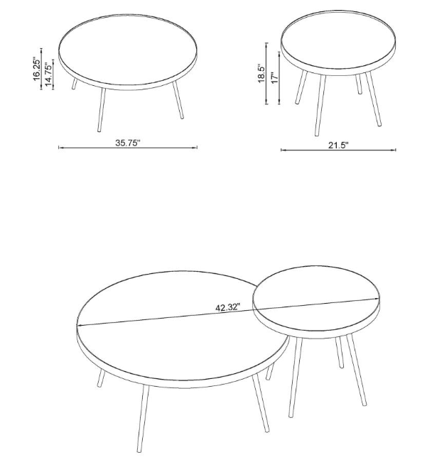 Kaelyn 2-Piece Round Mirror Top Nesting Coffee Table Chrome