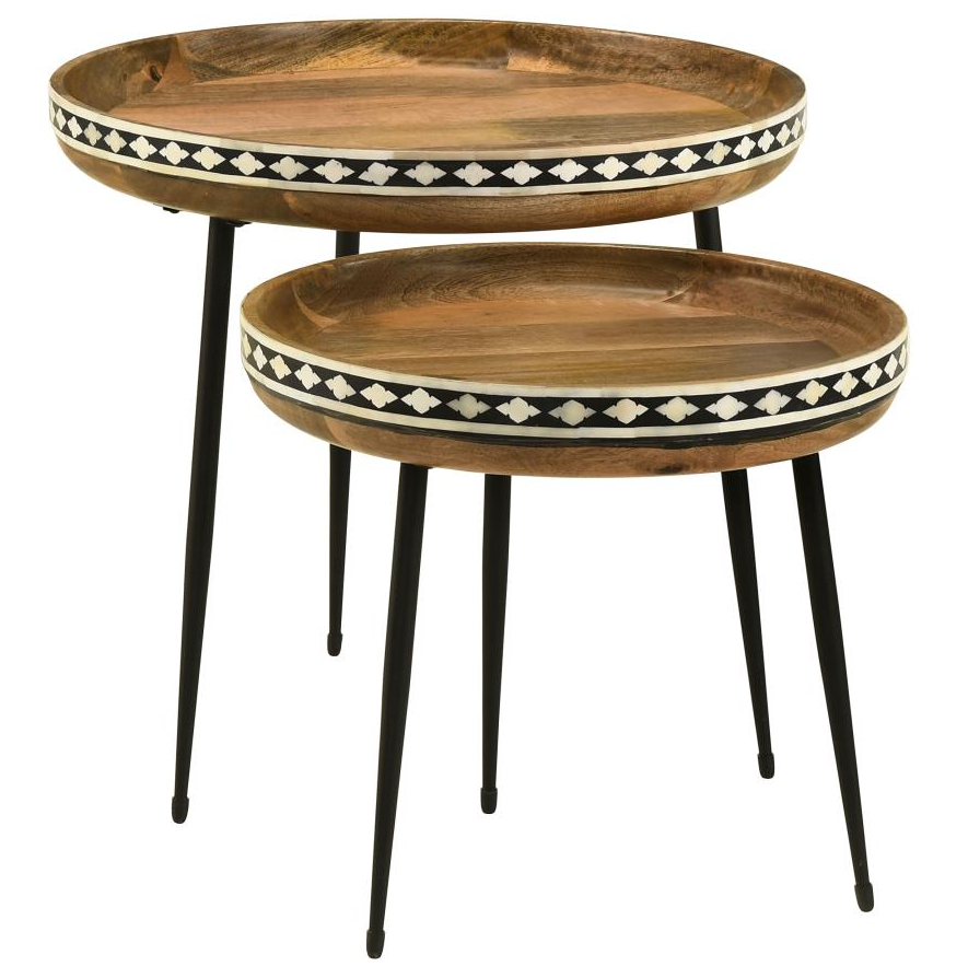 Leilani 2-piece Glass Top Nesting Tables Black