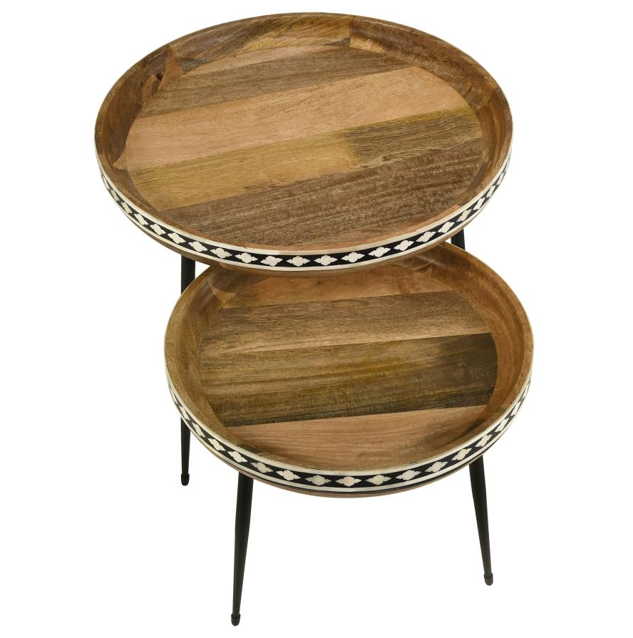 Leilani 2-piece Glass Top Nesting Tables Black