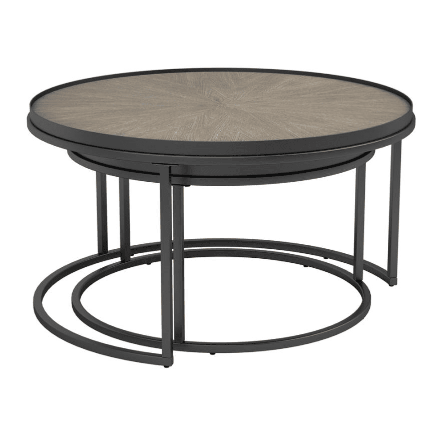 Rodrigo 2-piece Round Nesting Tables Weathered Elm