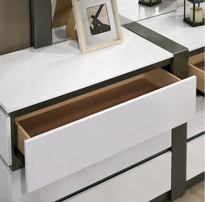 Birsfelden Modern High Gloss Dresser - White & Gray